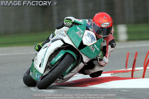 2009-09-26 Imola 0884 Variante alta - Supersport - Free Practice - Robbin Harms - Honda CBR600RR